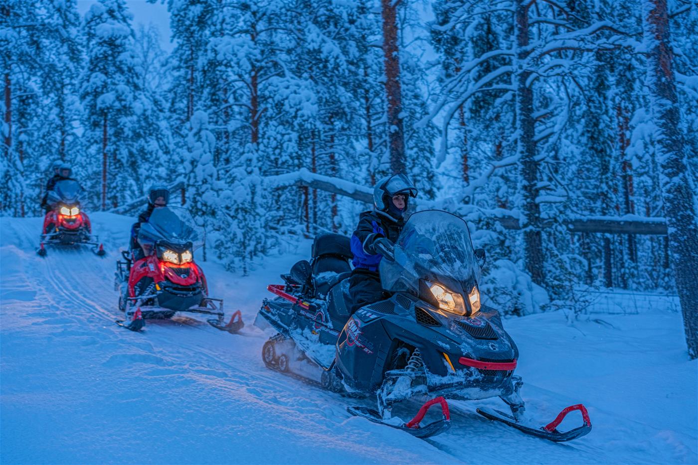 In winter it's time for some action! Join a snowmobile safari!